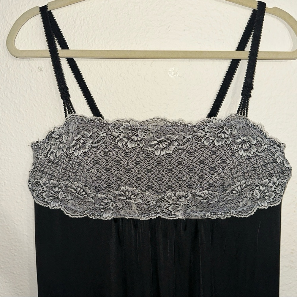Soma Intimates Black LG Lace Cool Nights Babydoll With lace bodice & Mini Slip